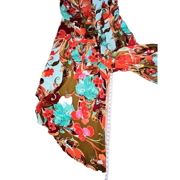 IVY STREET Sz XL Wide Leg JUMPSIUT Spaghetti Strap Tropical Floral Pockets NICE - Picture 6 of 16